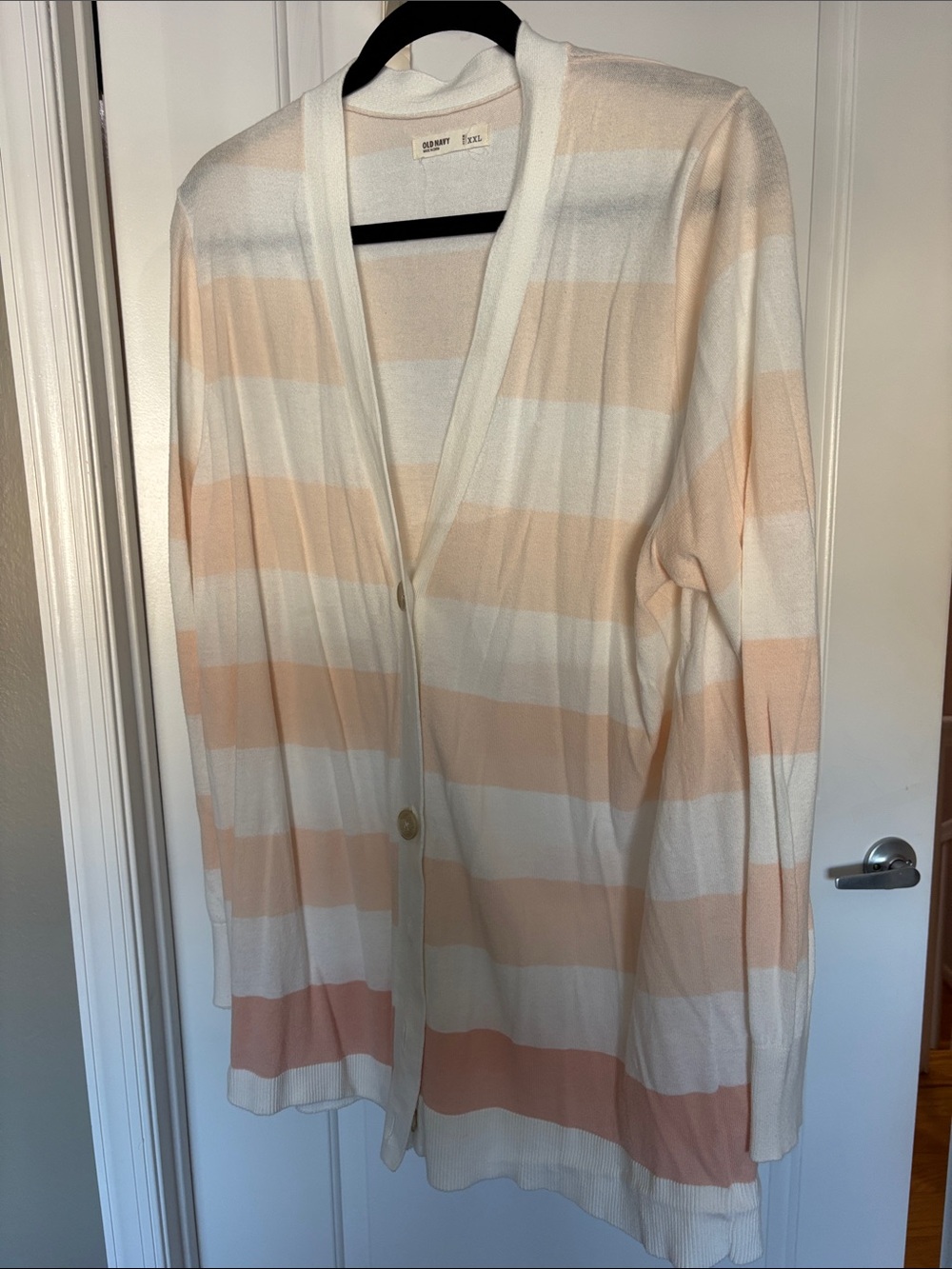 Old Navy Striped Cardigan in Peach & Cream